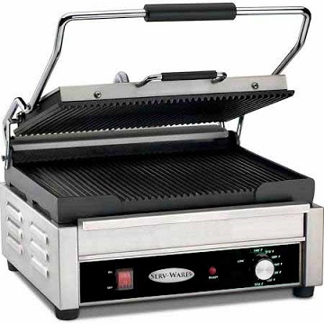 Serv-Ware Single Grooved Plates Electric Panini Grill
